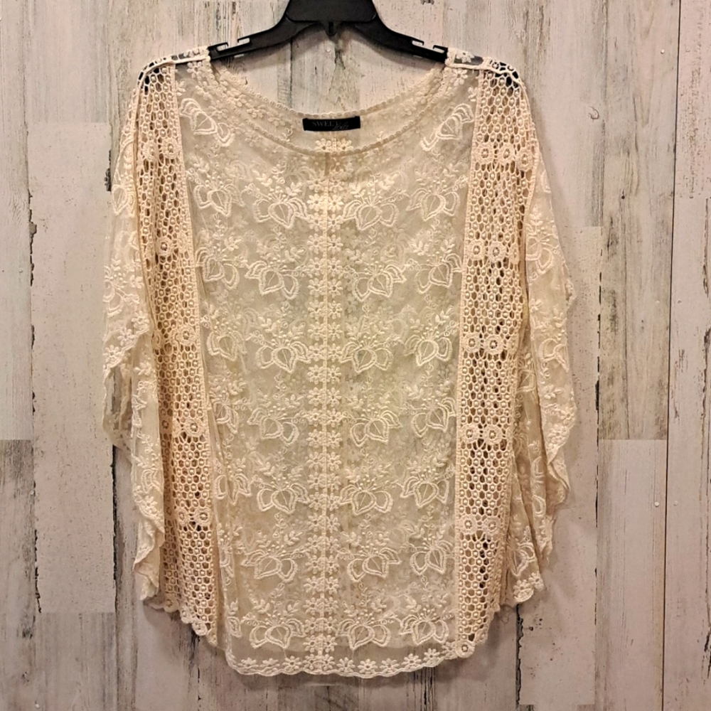 0705 Sweet Lola See Through Embroidered Shirt